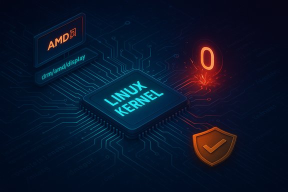 Glowing Linux kernel chip on a circuit board with AMD branding and a shield icon. Glowing Linux kernel chip on a circuit board with AMD branding and a shield icon.