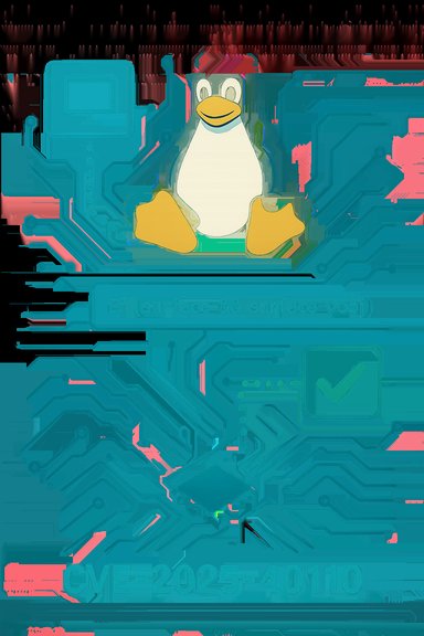 Tux the Linux penguin glows against a circuit-board backdrop, referencing CVE-2025-40110.