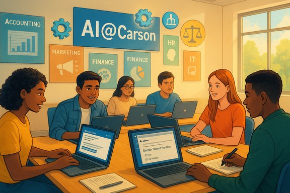 Diverse students collaborate around laptops in a bright classroom with colorful posters. Diverse students collaborate around laptops in a bright classroom with colorful posters.