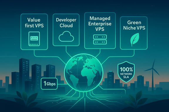 Global VPS services connected to a central glowing globe.