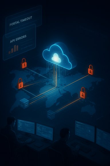 Cloud-based security network connecting global servers with locks.