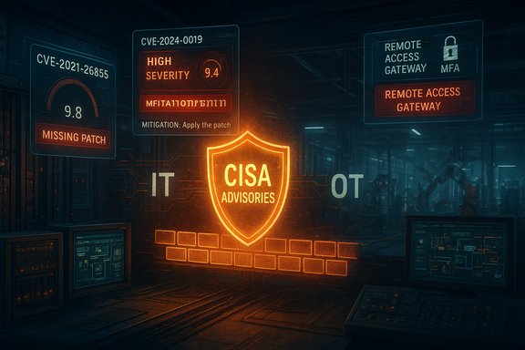 Futuristic security operations center displaying CISA advisories and critical CVEs.