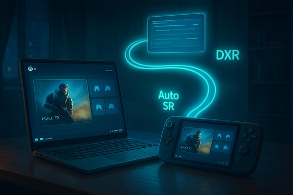 Halo runs on a laptop and a handheld console, linked by a neon DXR Auto SR display. Halo runs on a laptop and a handheld console, linked by a neon DXR Auto SR display.