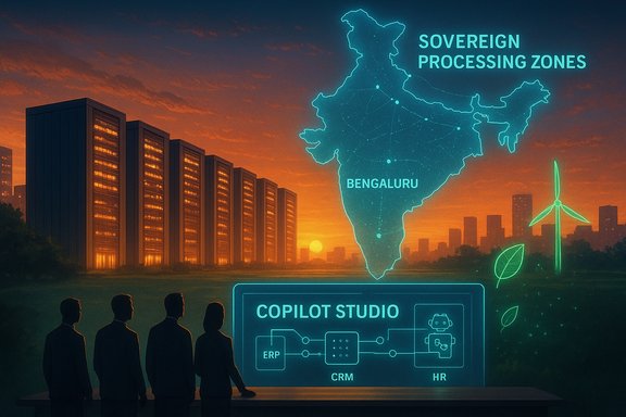A futuristic team watches Bengaluru on a holographic map labeled 'Sovereign Processing Zones'.