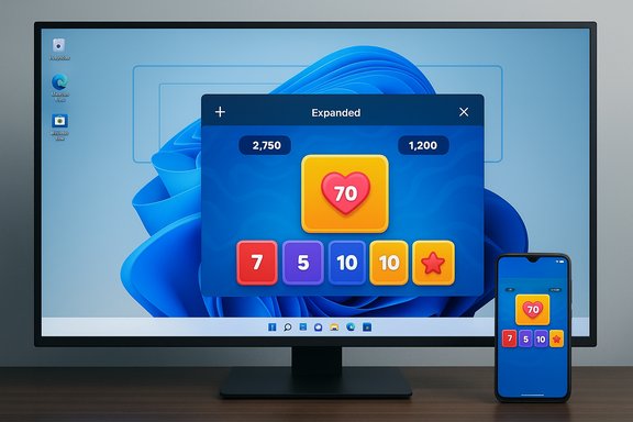 Bright game interface with a big heart tile “70” and numbered blocks on desktop and mobile.