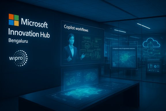 Microsoft Innovation Hub Bengaluru showcases Copilot workflows with holographic dashboards.