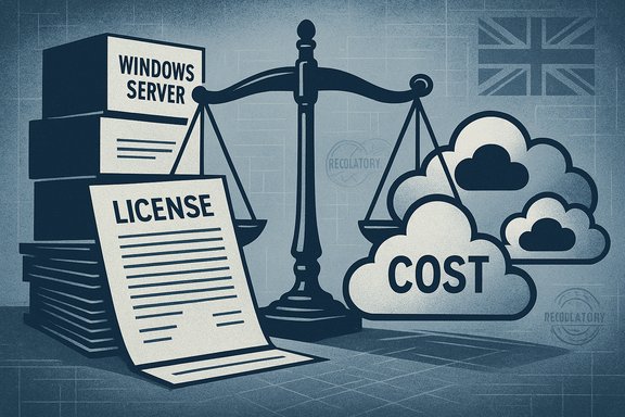 A scale balances Windows Server licenses against cloud costs.