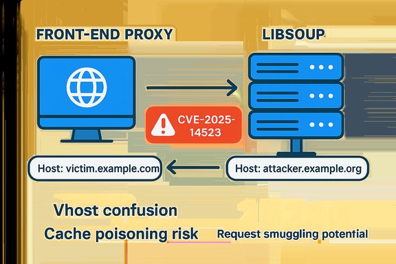 CVE-2025-14523 in a front-end proxy causes vhost confusion, cache poisoning risk, and potential request smuggling.
