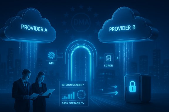 Two cloud providers (A and B) securely exchange data through an interoperability gateway.
