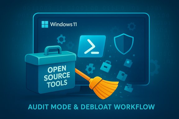 Windows 11 audit mode and debloat workflow using open‑source tools.