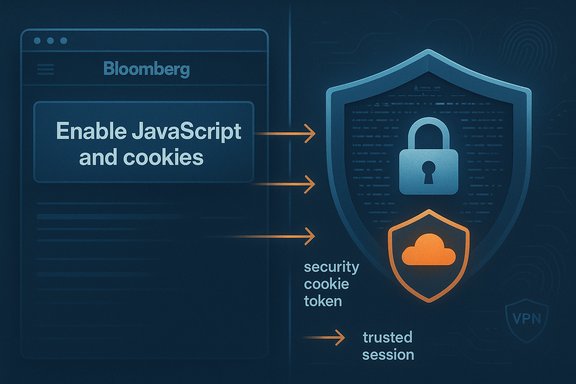 Bloomberg page prompts enabling JavaScript and cookies for a secure, trusted session.