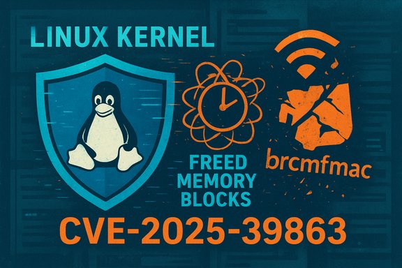 Linux kernel CVE-2025-39863 vulnerability affecting brcmfmac Wi‑Fi and memory blocks. Linux kernel CVE-2025-39863 vulnerability affecting brcmfmac Wi‑Fi and memory blocks.