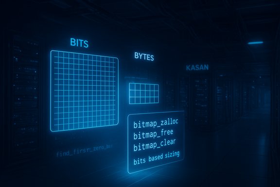 Neon blue holographic display of bits, bytes and bitmaps in a server room.
