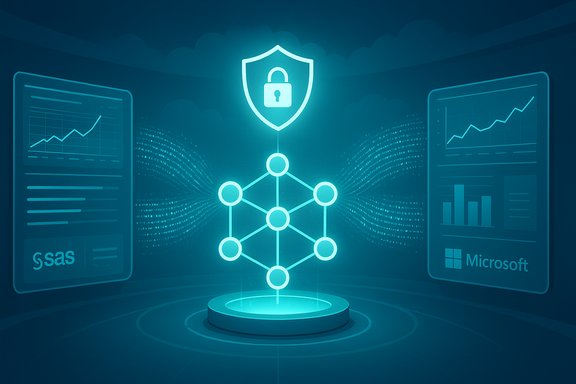 Futuristic data security hub with a glowing network of nodes and a shielded lock.