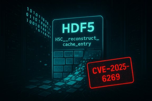 HDF5 module showing reconstruct_cache_entry and a CVE-2025-6269 vulnerability tag.
