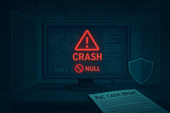 A server-room monitor glows with a red CRASH NULL warning and a POC CASH REPORT on the desk.