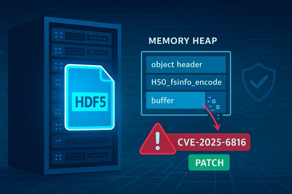 HDF5 memory-heap vulnerability CVE-2025-6816 with a patch option.