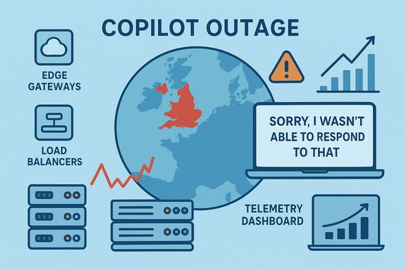 Copilot outage disrupts global services, affecting edge gateways, load balancers, and telemetry dashboards.