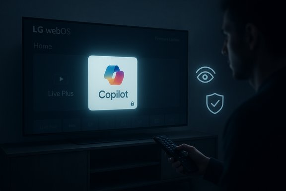 A person uses a remote to select the Copilot tile on an LG webOS TV.