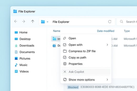 A Windows File Explorer window with a context menu open over the folder list.