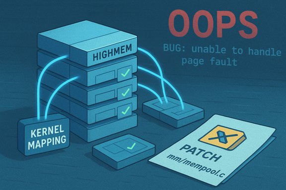 OOPS: kernel memory mapping bug fixed with a patch.