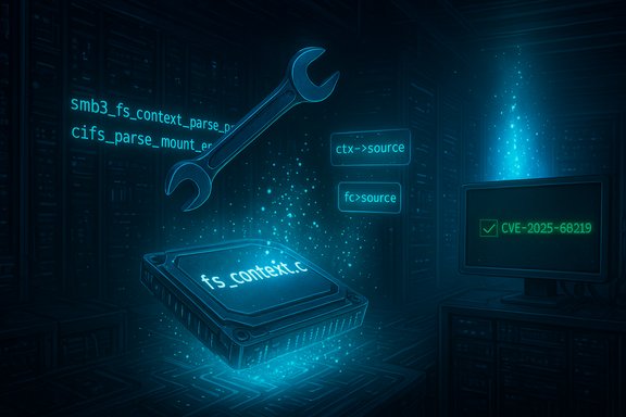 Futuristic data center in blue glow with a wrench, a hard drive, and glowing code markers.