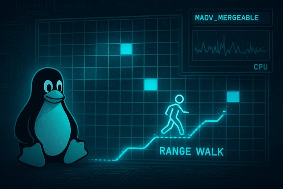 Tux the penguin beside a glowing “Range Walk” memory diagram.