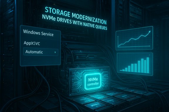 Futuristic data center rack with an NVMe controller and holographic dashboards. Futuristic data center rack with an NVMe controller and holographic dashboards.