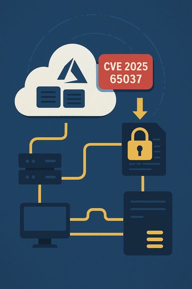 Illustration of a cloud security breach tied to CVE 2025-65037 affecting servers.