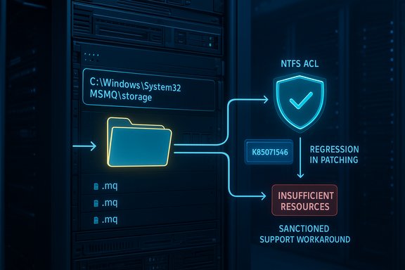 Server rack with neon flowchart showing storage path, ACL, and patching issues.