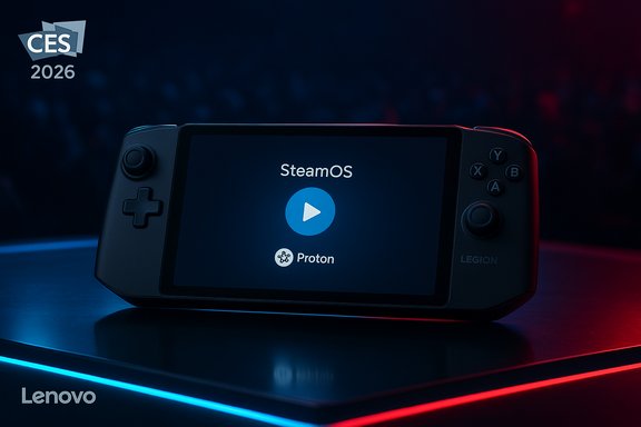 Lenovo Legion handheld runs SteamOS with Proton at CES 2026.
