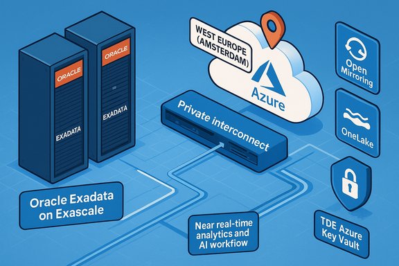 Oracle Exadata on Exascale connects to Azure cloud via a private interconnect.