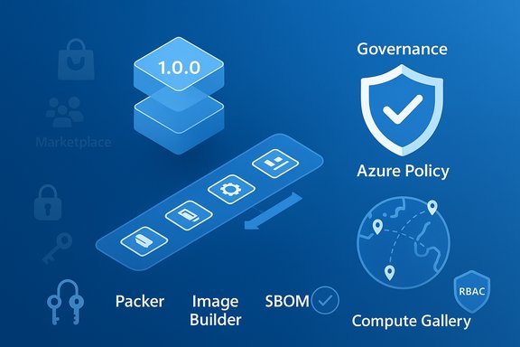 Azure governance and image-building graphic showing policy, SBOM, and image tooling. Azure governance and image-building graphic showing policy, SBOM, and image tooling.