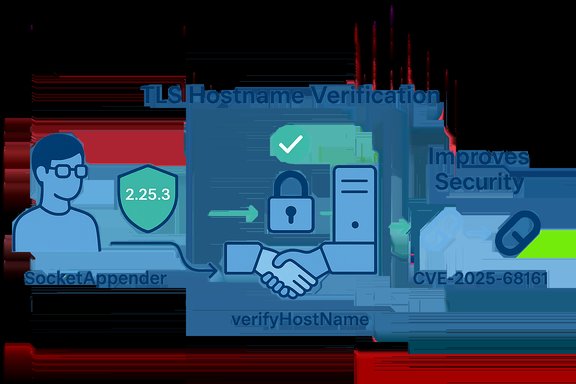 Diagram illustrating TLS hostname verification improves security against CVE-2025-68161.