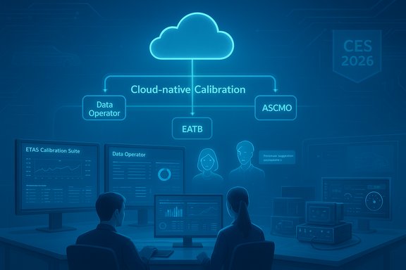 Blue-tinted control room illustrating cloud-native calibration with data operators.