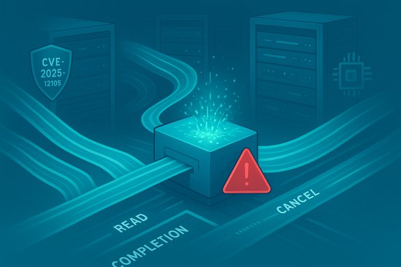 Data center illustration highlighting a CVE-2025-12105 vulnerability with a red warning sign. Data center illustration highlighting a CVE-2025-12105 vulnerability with a red warning sign.