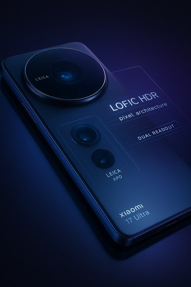 Xiaomi 17 Ultra smartphone featuring Leica cameras and LOFIC HDR branding.