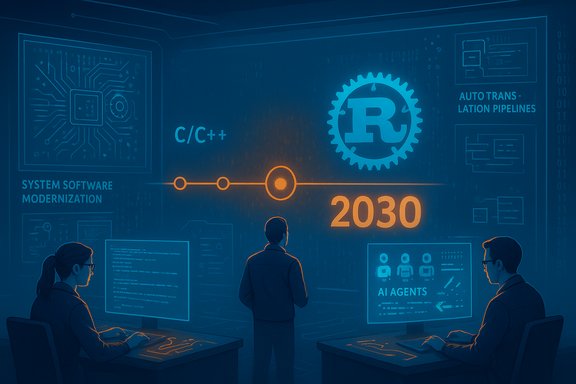 Futuristic control room where analysts map 2030 AI software modernization.