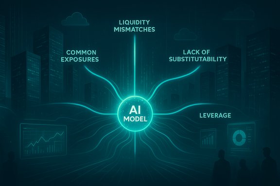 Neon AI model at the center links to liquidity mismatches, common exposures, substitutability issues, and leverage.