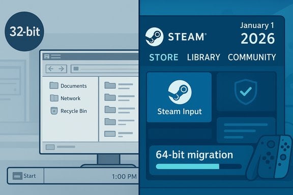 Steam Drops 32 Bit Windows Support 64 Bit Only From Jan 2026 Windows 88143 