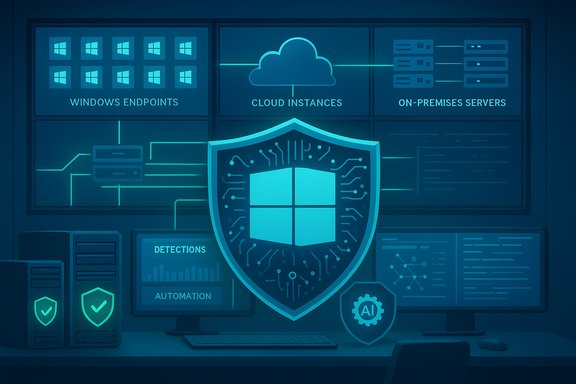 AI-powered security shield protects Windows endpoints, cloud instances, and on‑prem servers.