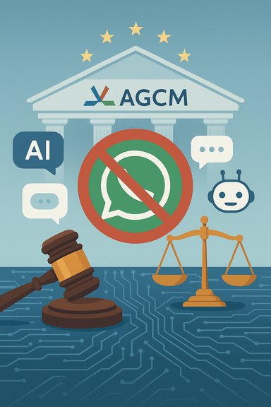 Italy's AGCM crackdown on AI and chat apps, with gavel and scales of justice. Italy's AGCM crackdown on AI and chat apps, with gavel and scales of justice.