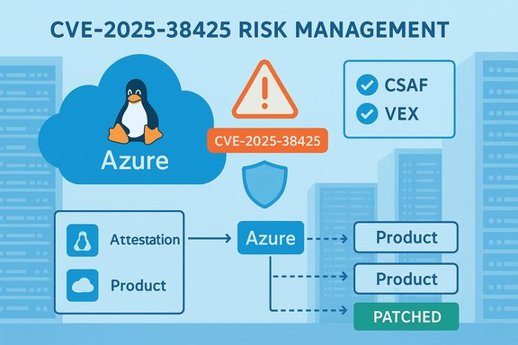 Azure cloud risk management for CVE-2025-38425 with attestation, patching, and product flow.