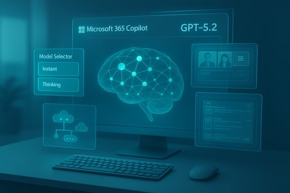 Holographic Microsoft 365 Copilot interface with a neural brain network and model options.