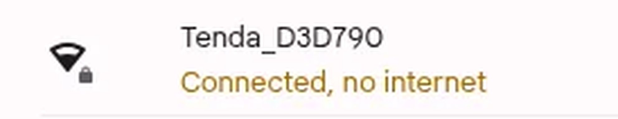 Connected to Wi-Fi 'Tenda_D3D790', no internet access.