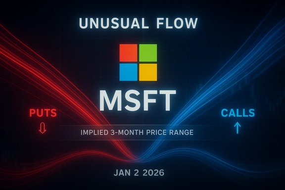 Unusual flow on MSFT options, with puts vs. calls, Jan 2, 2026.