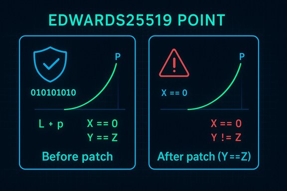 Edwards25519 Point: before-patch constraints vs. after-patch enforcement of Y==Z.