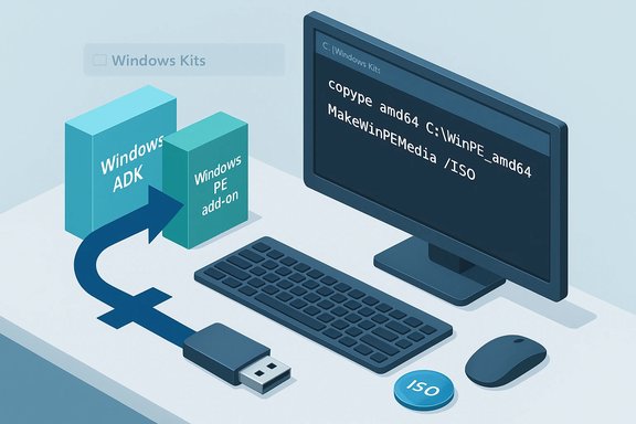 Windows Kits: ADK and PE add-on used to create a Windows PE ISO.