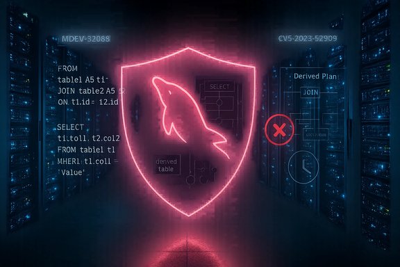 Neon pink shield with a dolphin logo glows in a server room filled with code and diagrams.