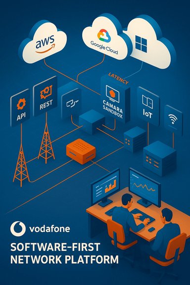 Vodafone promotes a software-first network platform linking AWS, Google Cloud, and IoT to APIs and analytics.